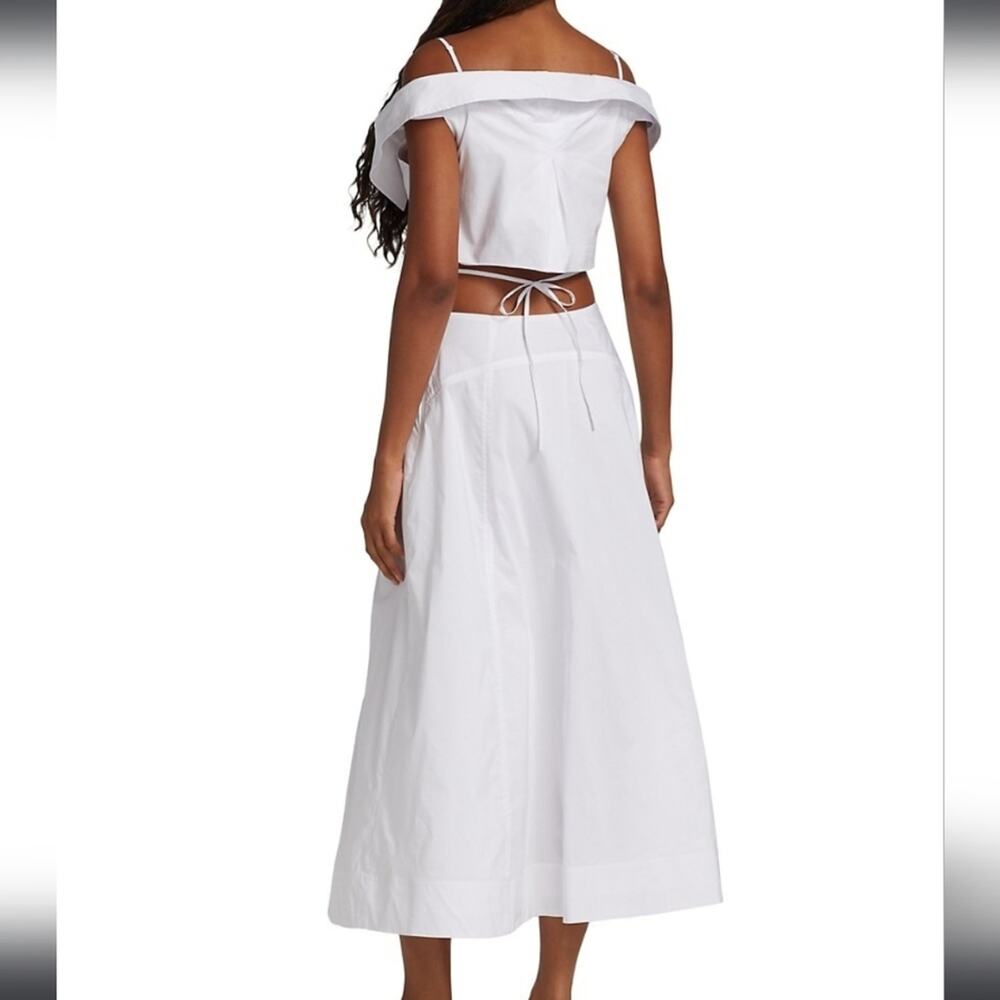 NWT$500 Jonathan Simkhai White Ansley Off-The-Shoulder Shirt Midi Dress Sz Large - Picture 5 of 16
